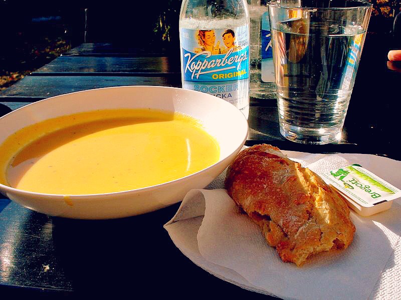 Pumpasoppa med chevre och bacon