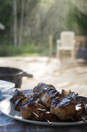 grillspett med kyckling