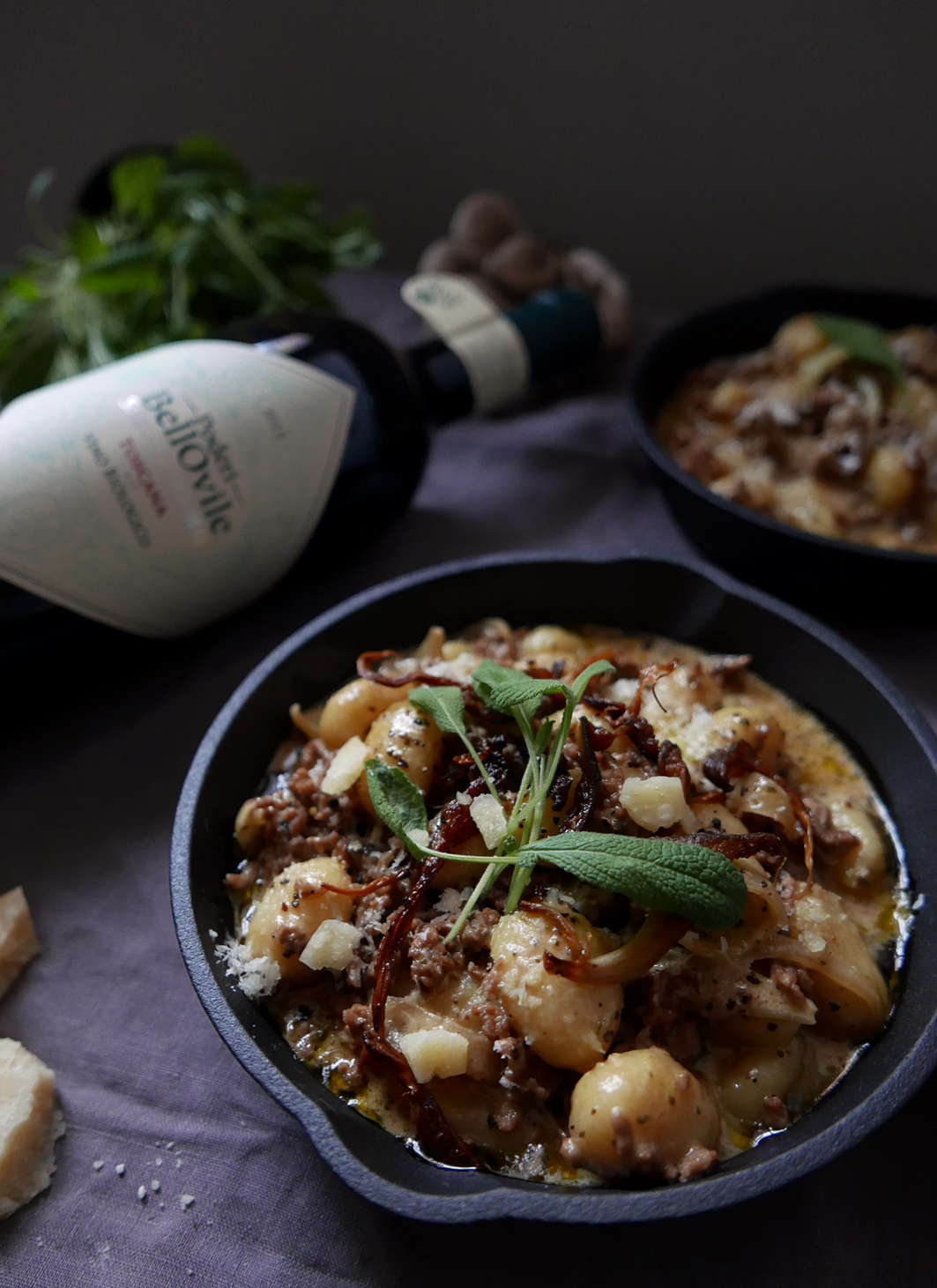 Gratinerad gnocchi med kalvfärs, salvia och ostronskivling