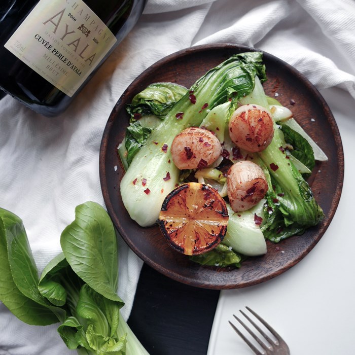 pak choi med ponzu pilgrimsmusslor pak choi med ponzu pilgrimsmusslor