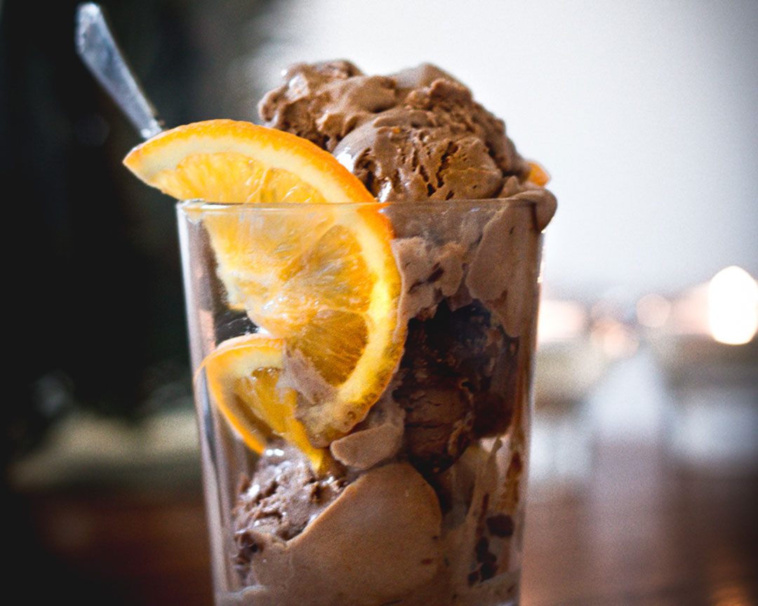 Apelsin- och chokladglass med Nutella
