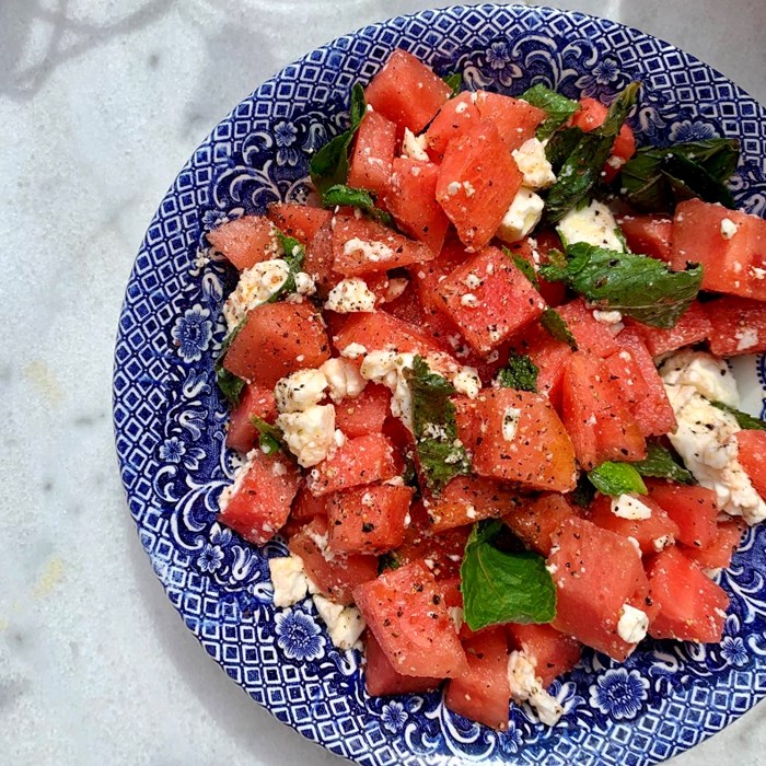 Melonsallad med fetaost och mynta Melonsallad med fetaost och mynta