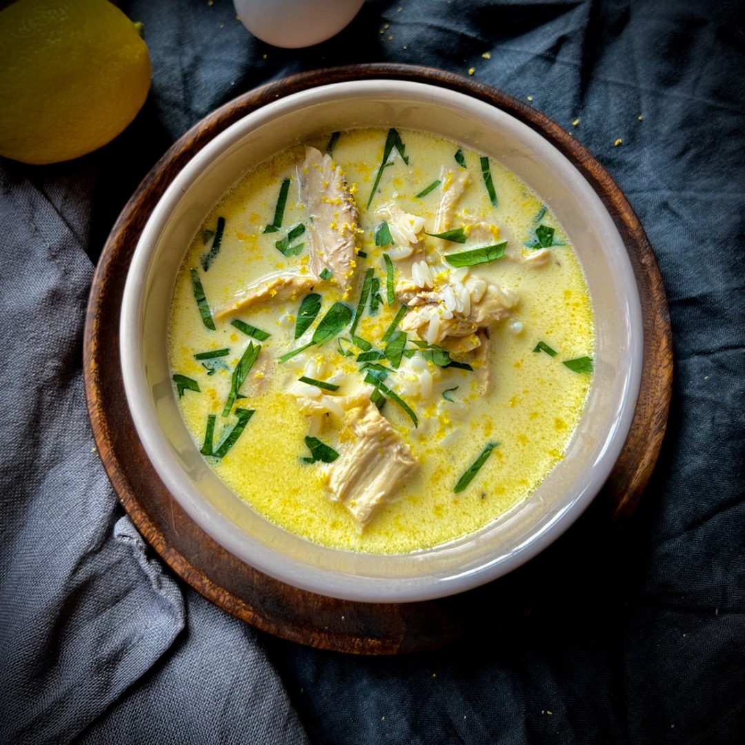Kycklingsoppa med citron och ägg  (Avgolemono)